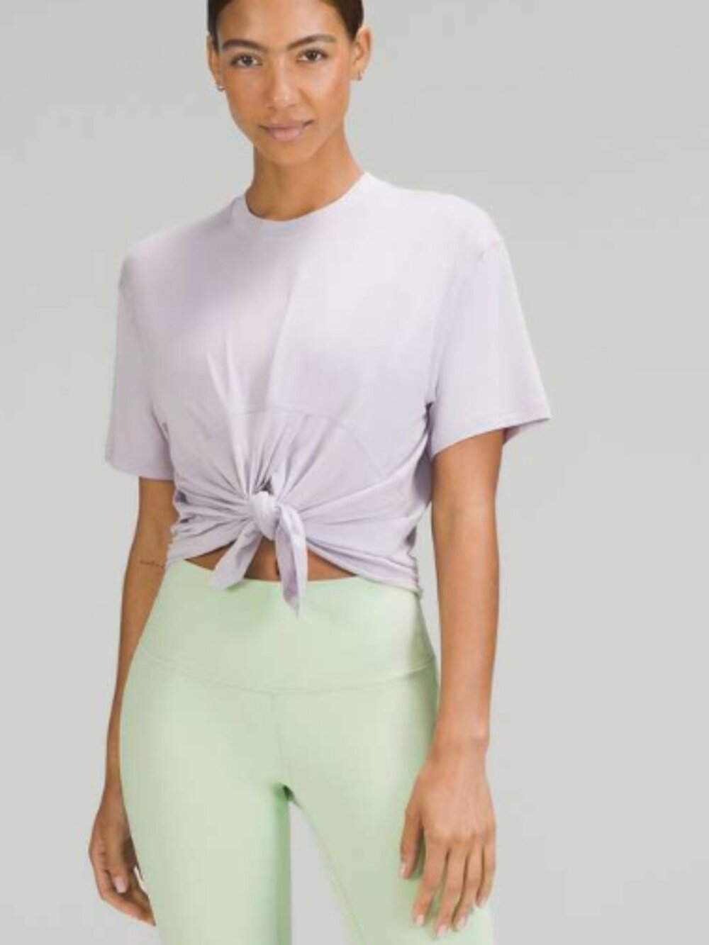 Lululemon Modal-Silk Blend Tie-Front Yoga T-Shirt